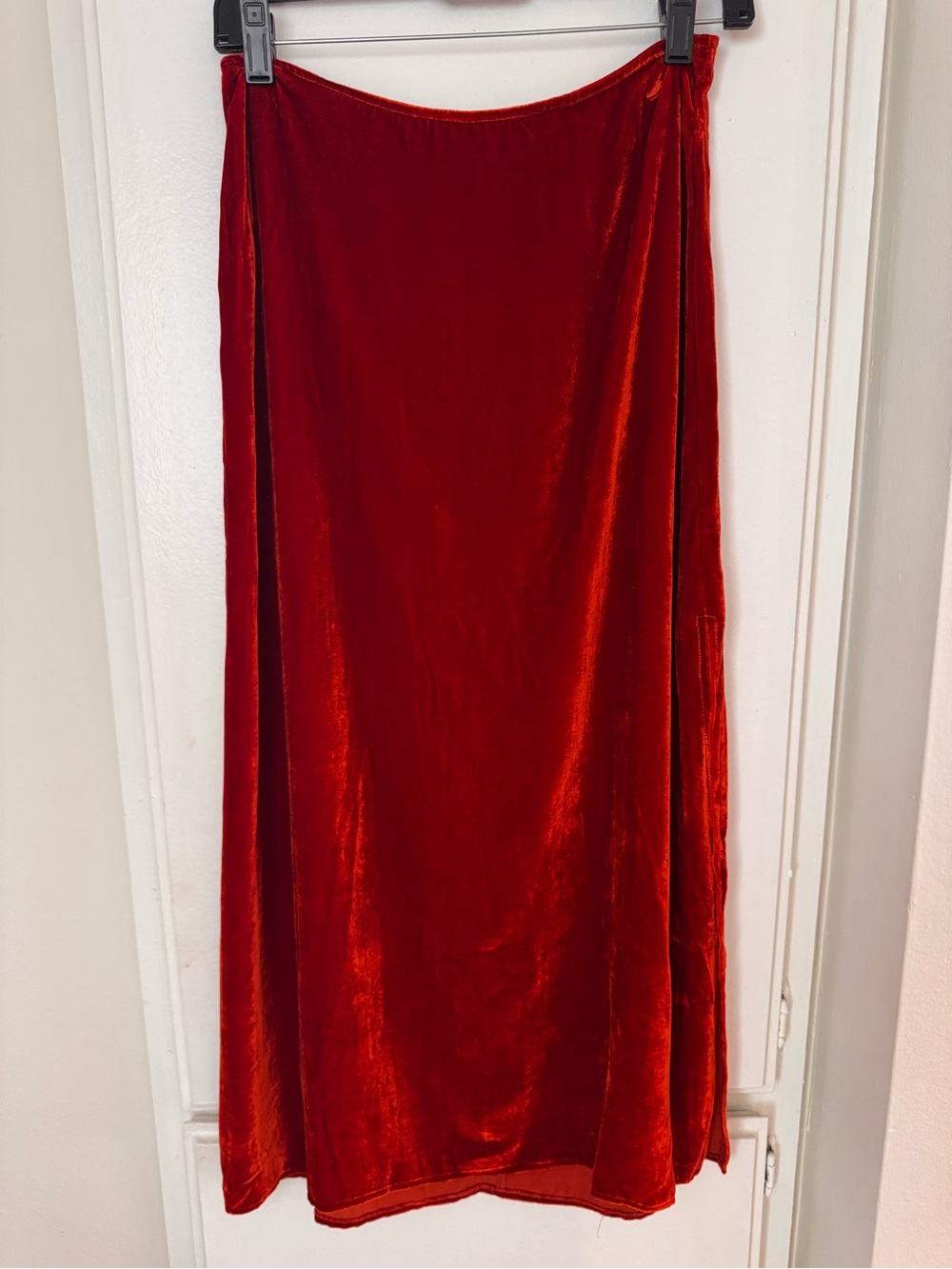 Reformation Red Velvet Maxi Skirt